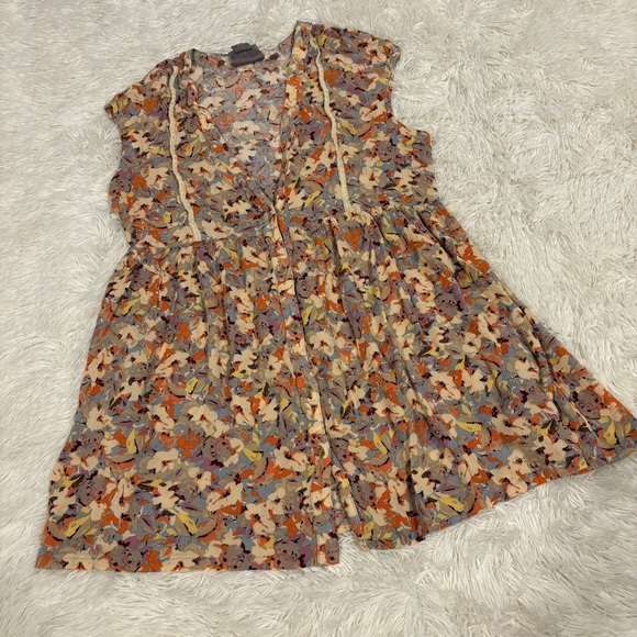 Anthropologie Vanessa Virginia Floral Cap Sleeve Babydoll Top Woman’s Size S - Picture 2 of 11